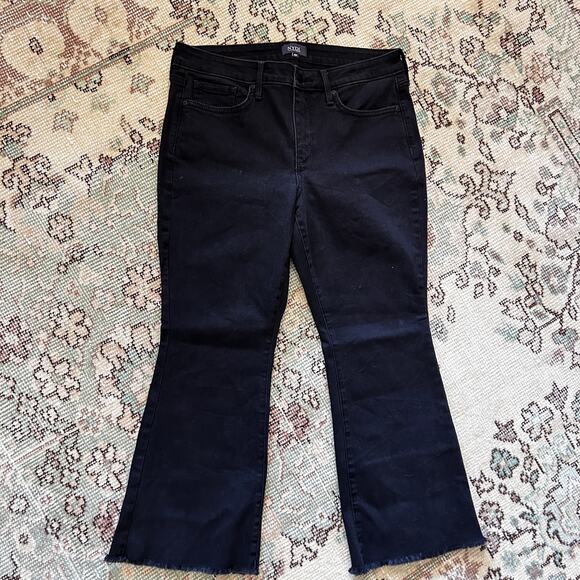 NYDJ Trinity Crop Boot Jeans 8 8P 29 Black Raw Hem Kick Flare Bootcut - Picture 3 of 7